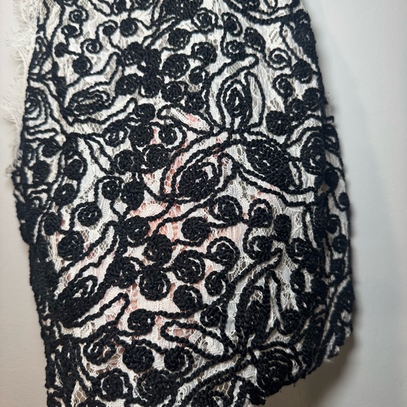 Zara Trafaluc Top Size M Lace Sleeveless Blouse Black White Zip Back Sheer - Picture 2 of 5